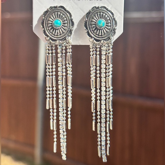 Jewelry - Silver and Turquoise Rodeo Earrings